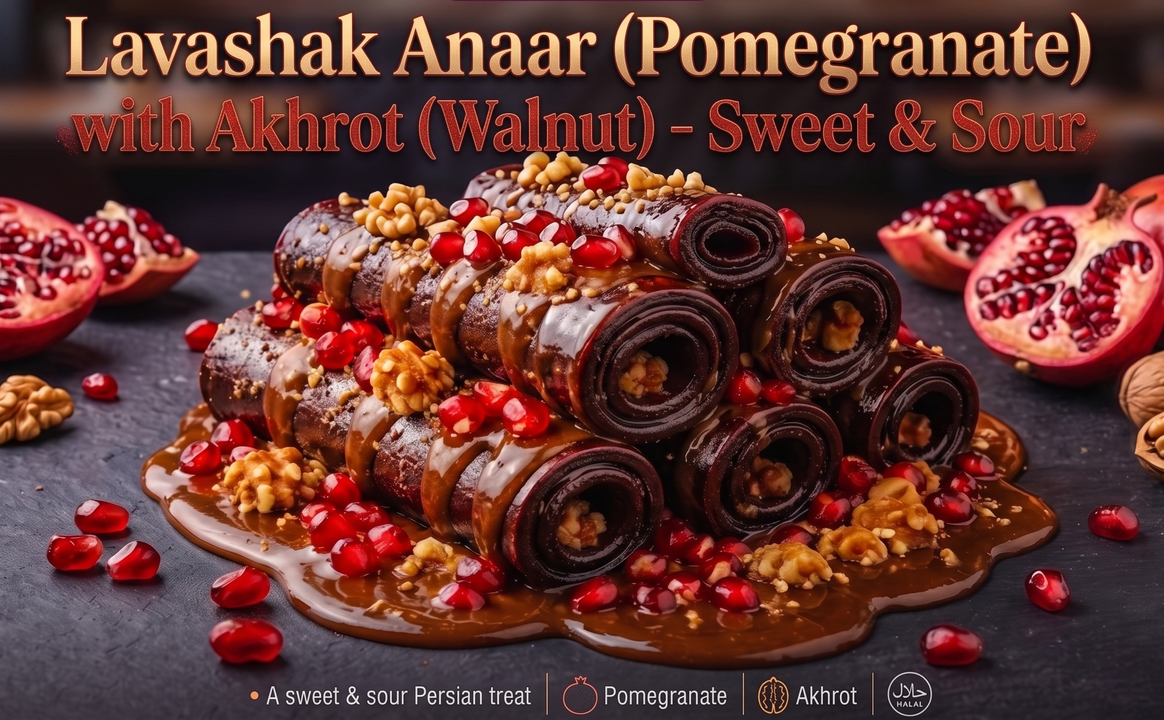 Lavashak Anaar (Pomegranate) Walnut Rolls– Authentic Persian Sour Sweet